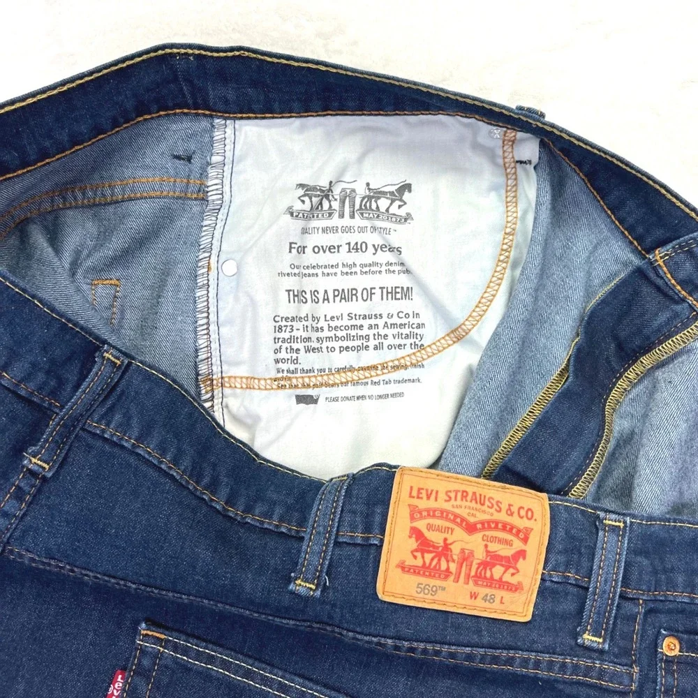 Levi's 569 Loose Straight Shorts Mens 48 Dark Wash Indigo Denim Baggy Jorts